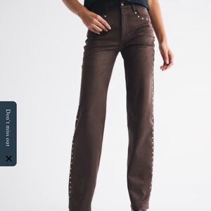 NWT - Abercrombie & Fitch Brown Studded Vegan Suede - 27L